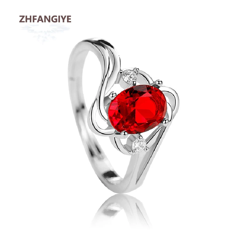 

Retro Rings 925 Silver Jewelry Oval Created Ruby Zircon Gemstone Open Finger Ring for Women Wedding Engagement Promise Party