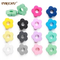 tyry hu silicone beads flower candy color 100pcs baby teether accessories silicone beads pendant diy nursing bracelet kids beads