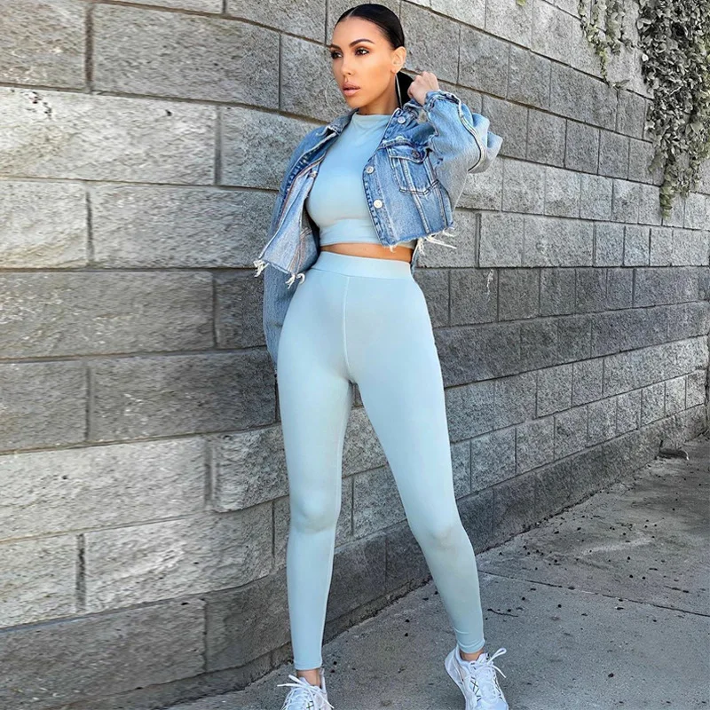 

2 Piece Set Women Seamless Sport Set Long Sleeve Fitness Crop Top High Waist Leggings Sportswear Gym Workout Clothes Active Wear
