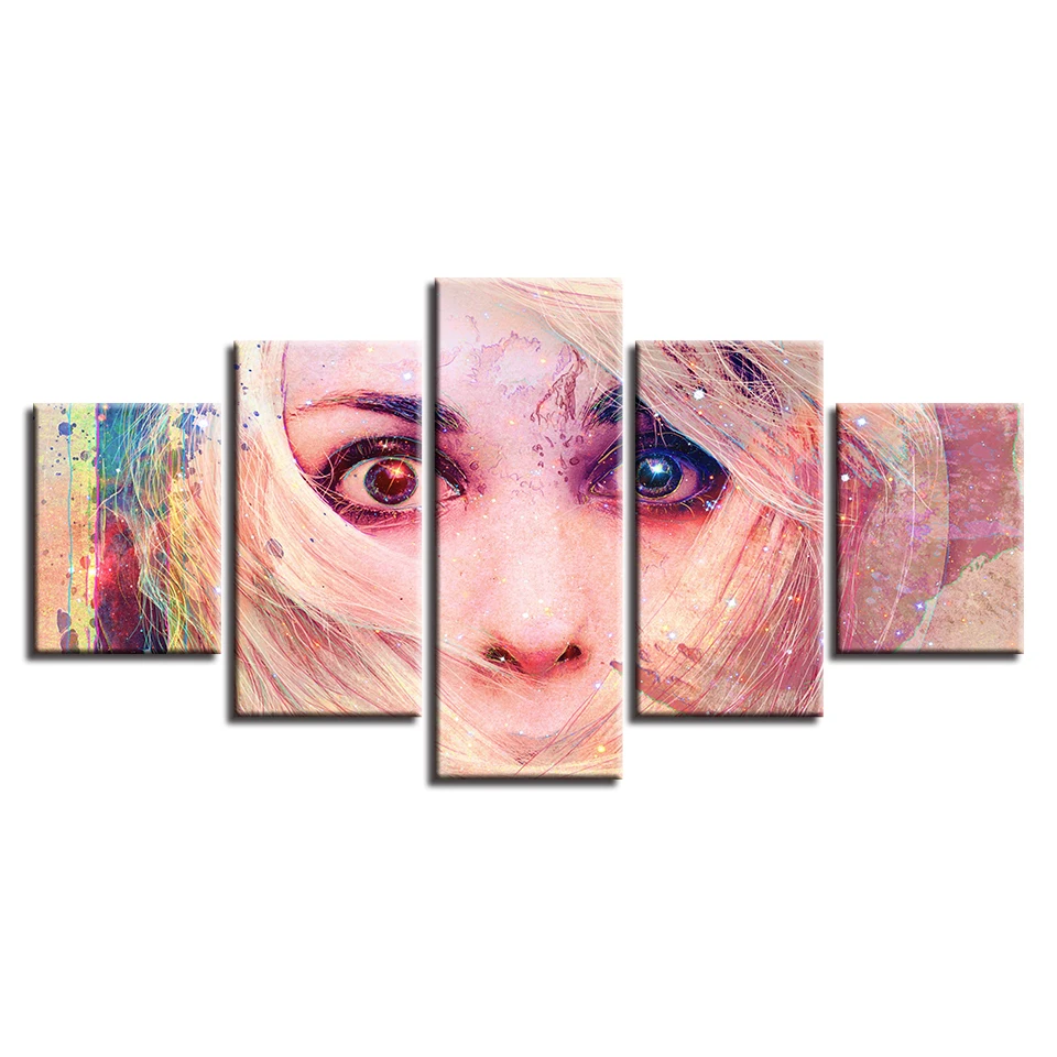 

Art Canvas Painting Style Wall Modular Pictures For Living Room 5 Panel Anime Girl Cuadros Modern Framework Decoration