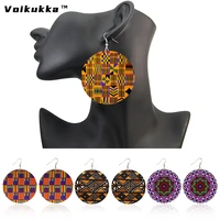 voikukka jewelry hot sale african ethnic fabric flower both sides print women cute unusual fashion hoop earrings for gifts