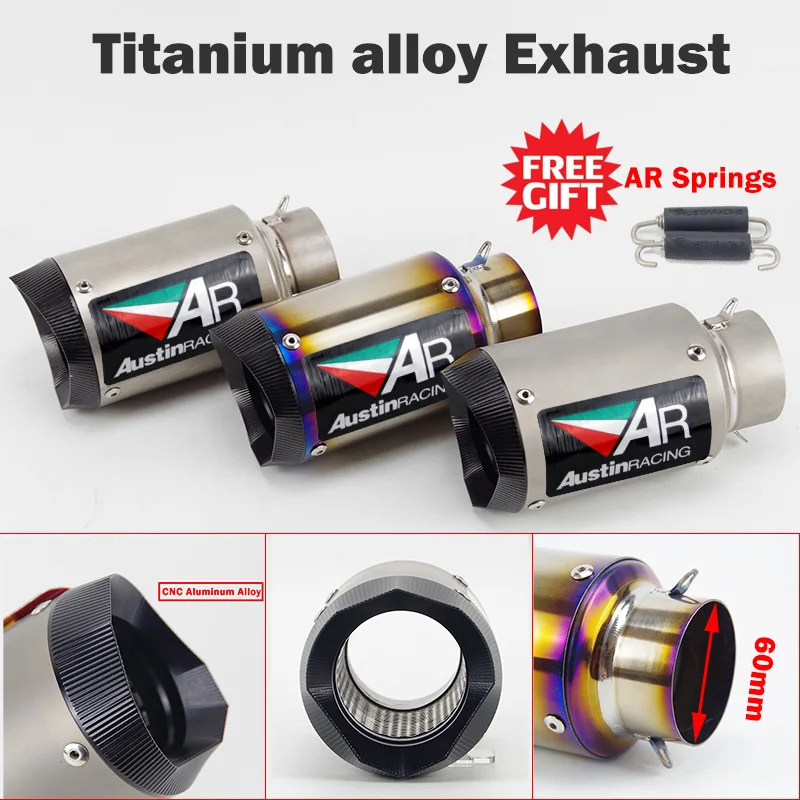 Бесплатная доставка 60 мм Впускной мото rcycle глушитель из титанового сплава escape moto