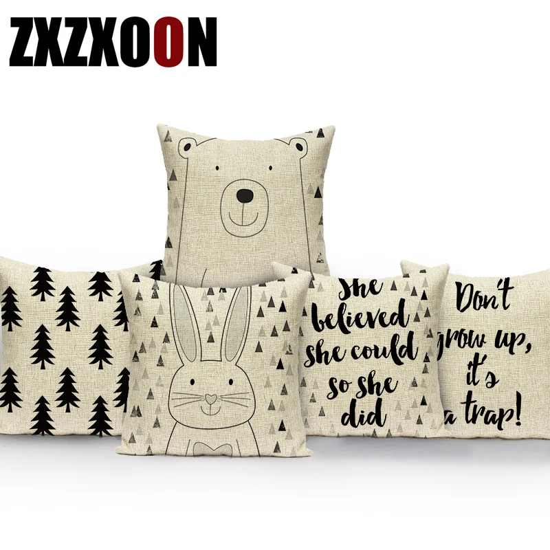 Декоративные диванные подушки милые Мультяшные животные птица медведь Радуга