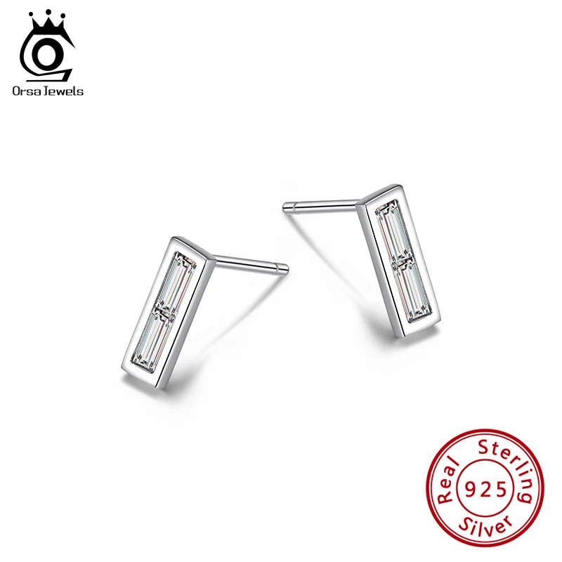 

ORSA JEWELS S925 Sterling Silver Stud Earrings Minimalist Design Smooth Surface Polished Brincos For Female Dating Gift SE323
