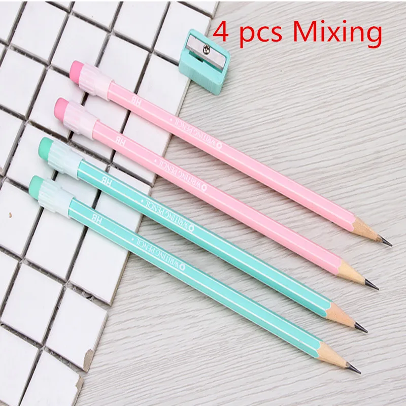 4 Pcs Random 4 шт. свежий и простой деревянный карандаш hb эскиз живопись кабинет офис авторучка соответствует европейскому стандарту - Цвет: 4 Pcs Random