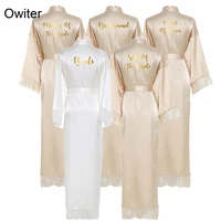 owiter 2019 new silk satin lace robes bridesmaid bride robes wedding long robe bathrobe lingerie gown sexy nightgrowns dressing