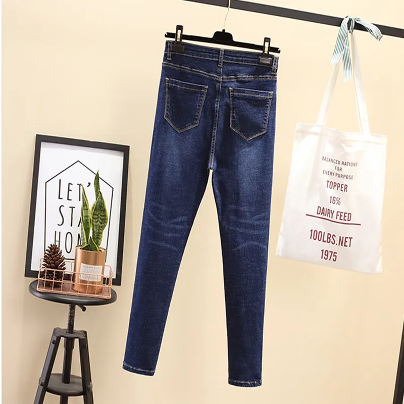 Джинсы женские облегающие длинные большие размеры 2019|Прямые джинсы| |