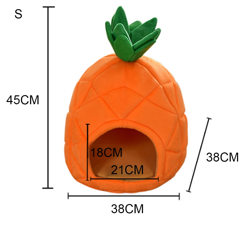 

S/L Creative Kennel Cat Nest Teddy Dog Pineapple Shape Bed Warm Foldable Dog House