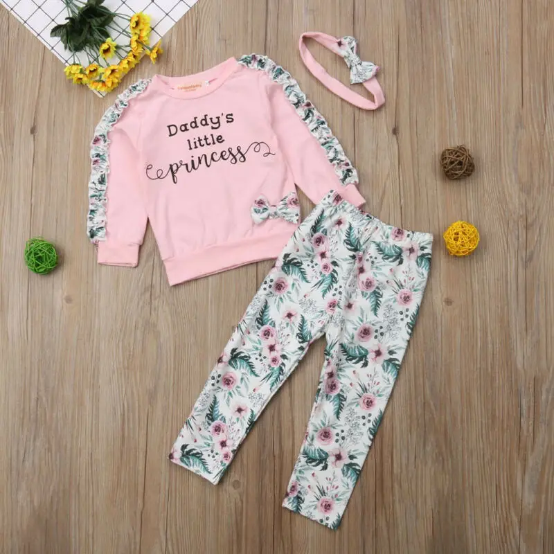 2020 Spring Fall 3Pcs Newborn Toddler Baby Boy Girl Clothes Sets Tops+Pants Headband Set Outfits Wholesale Dropshipping | Детская одежда