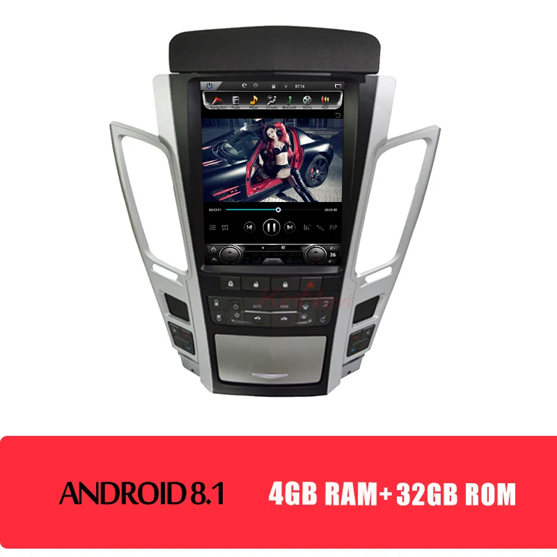 android car radio KiriNavi Telsa Style Vertical Screen 1 Din Android 8.1 10.4" Car Radio Gps Navigation For Cadillac CTS Old SRX Car Dvd Player 4G - Цвет: android car radio