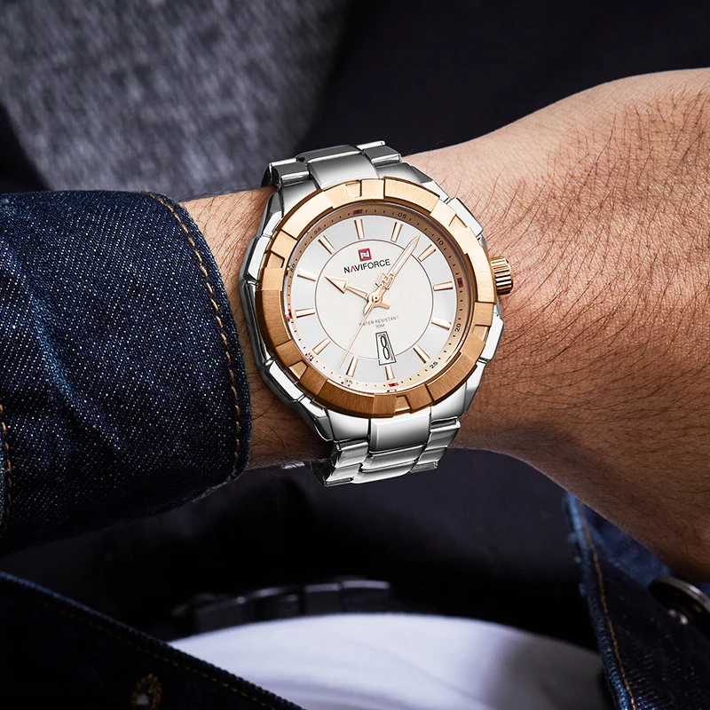 Часы наручные NAVIFORCE Мужские кварцевые деловые повседневные водонепроницаемые со