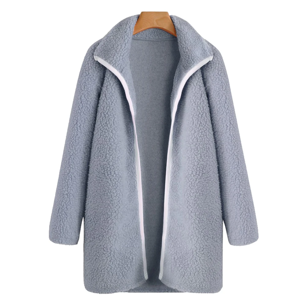 Зимнее однотонное женское повседневное пальто Kenancy с лацканами и длинными