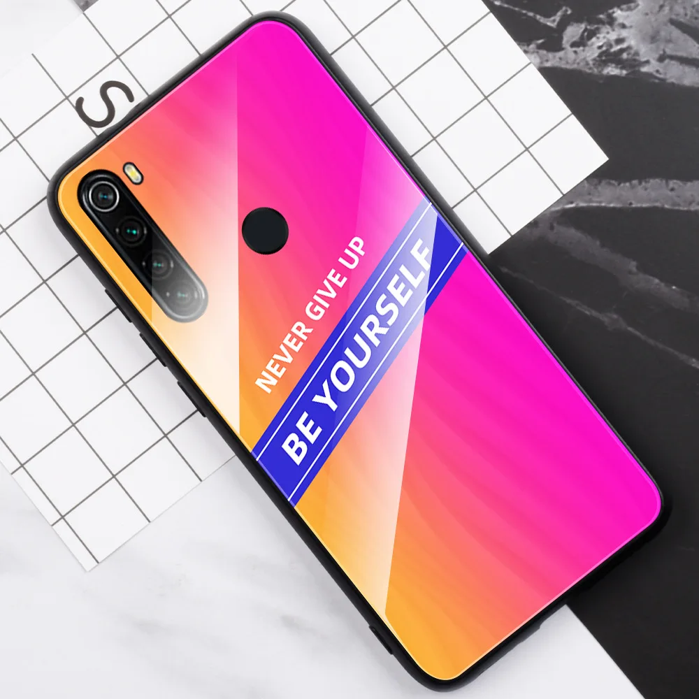 Модный чехол для телефона Xiaomi Redmi Note 8 8pro mi 9 защитная задняя крышка из закаленного стекла мягкий полиуретановый край чехол Coque
