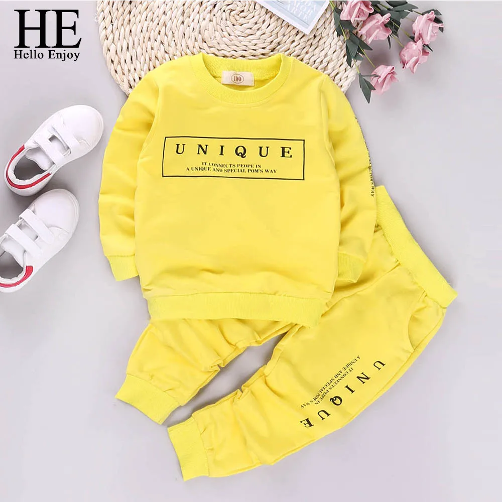 HE Hello Enjoy/комплекты одежды для мальчиков; детский спортивный костюм; детская футболка для девочек+ штаны; Спортивный костюм; Детский свитшот; повседневная одежда с героями мультфильмов
