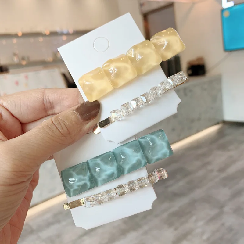 

DAYFULI2PCS/Set New Women Luxury Crystal Hairpins Sweet Hair Clip Barrette Hair Ornament Headband Fashion Hair Accessories