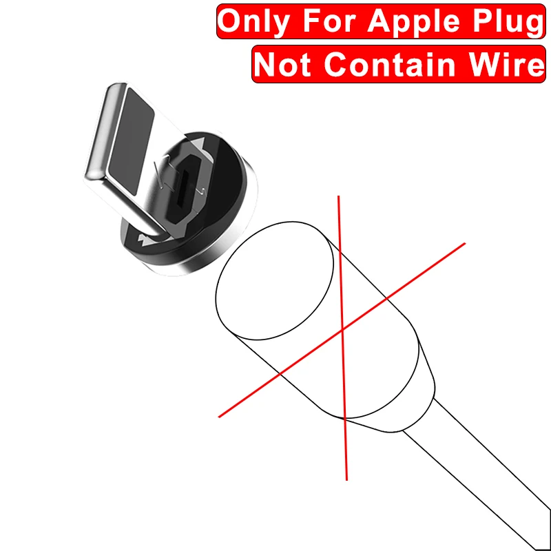 Only Plug For iPhone Jetjoy 360 ° Вращающийся Круглый Сильный магнитный светодиодный кабель Micro USB type C для быстрой зарядки нейлоновый Плетеный зарядный кабель для Android iPhone huawei - Цвет: Only Plug For iPhone