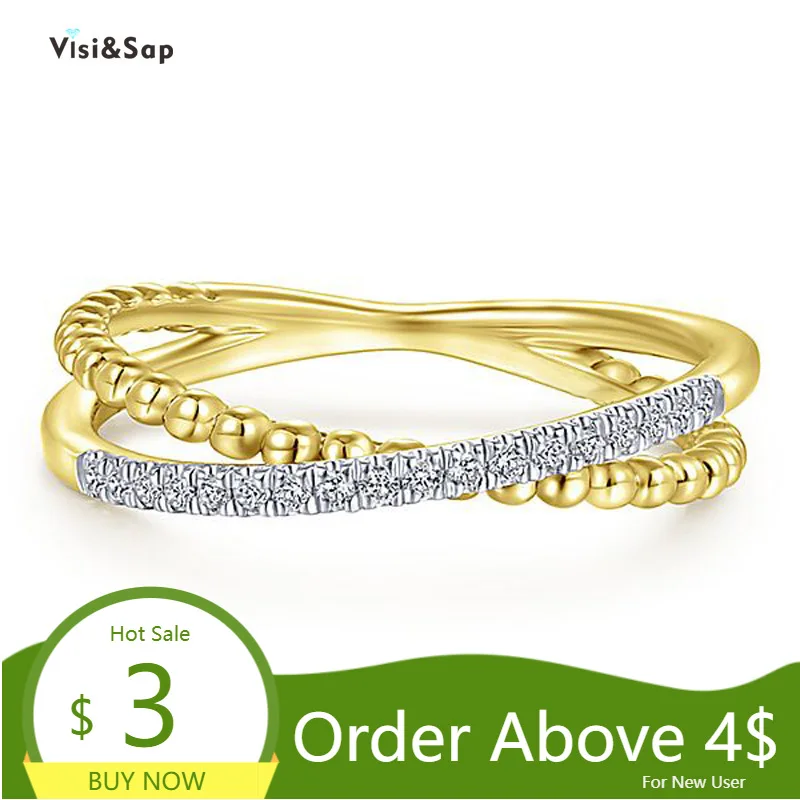 Женское кольцо с двойной линией Visisap ювелирное изделие желтого золота в