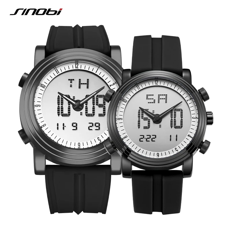 

SINOBI Couple Digital Wristwatch Men's Chronograph Watches Waterproof Women Quartz Sports Watch Lover Clock Relogio Masculino