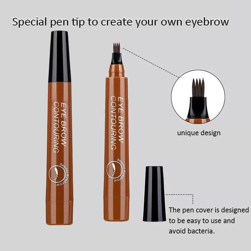 5Colors Long Lasting Brown Liquid Eyebrow Pen Waterproof 4 Fork Tip Eyebrow Tattoo Pencil Women Eye Cosmetic Beauty Makeup