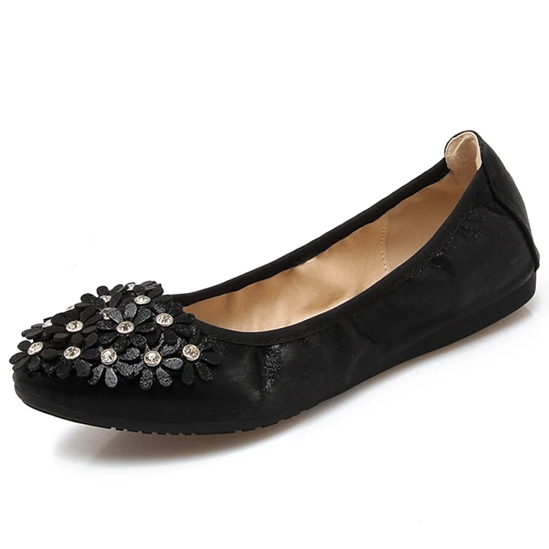 Женские туфли на плоской подошве мягкие Лоферы без застежки с цветами размеры 34-43