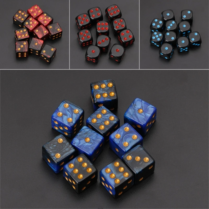 

10pcs 15mm Multicolor Acrylic Cube Dice Beads Six Sides Portable Table Games Toy