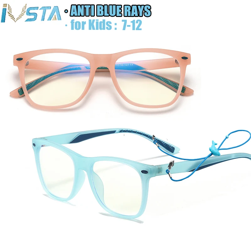 

IVSTA детские оправы для очков, анти-синий светильник, компьютерные силиконовые гибкие очки по рецепту с ремешком для детей, онлайн класс