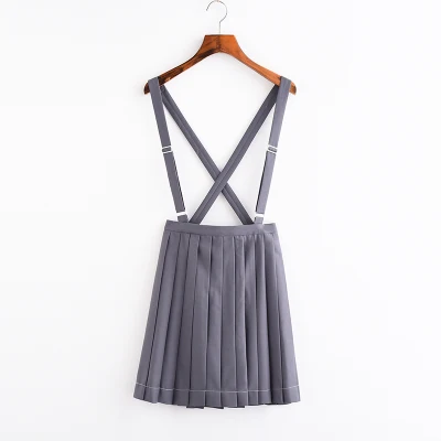 grey Женская JK Sailor форма для средней школы Студенческая девушка выпускник в стиле Харадзюку стиль крест защита для колена плиссированная Высокая талия трапециевидная юбка - Цвет: grey