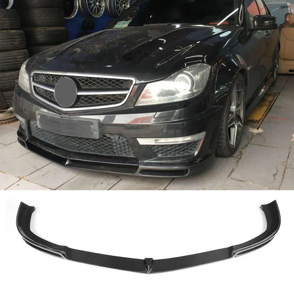 C Класс углеродного волокна передний бампер спойлер для Mercedes Benz W204 C204 C63 только AMG 2012- Автомобильный Стайлинг FRP Неокрашенный