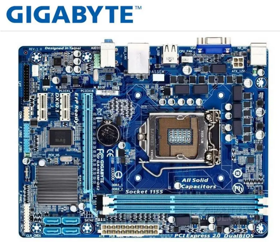 Оригинальная материнская плата ПК Gigabyte GA-H61M-DS2 DDR3 LGA 1155 H61M-DS2 H61 настольная материнская плата