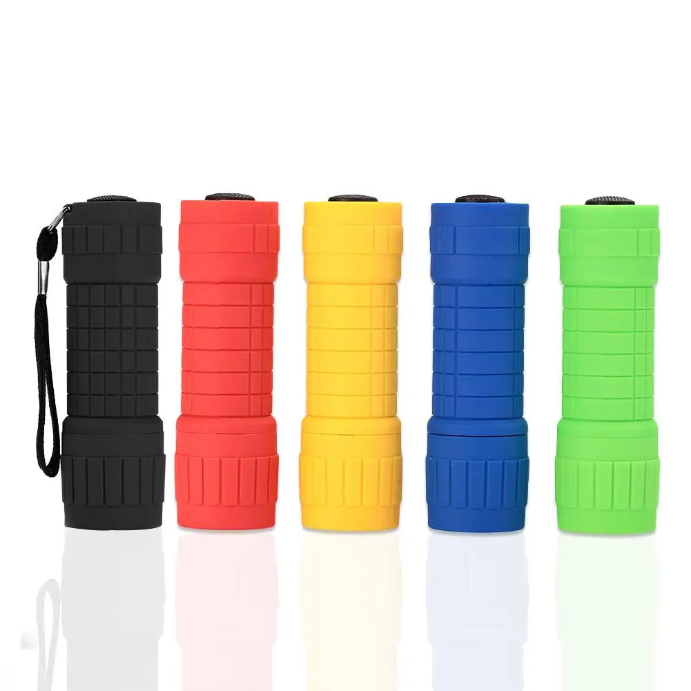 

9 LED Flashlight Camping Torch Multi-Color Bright Flashlight Light Light Sport Mini Black
