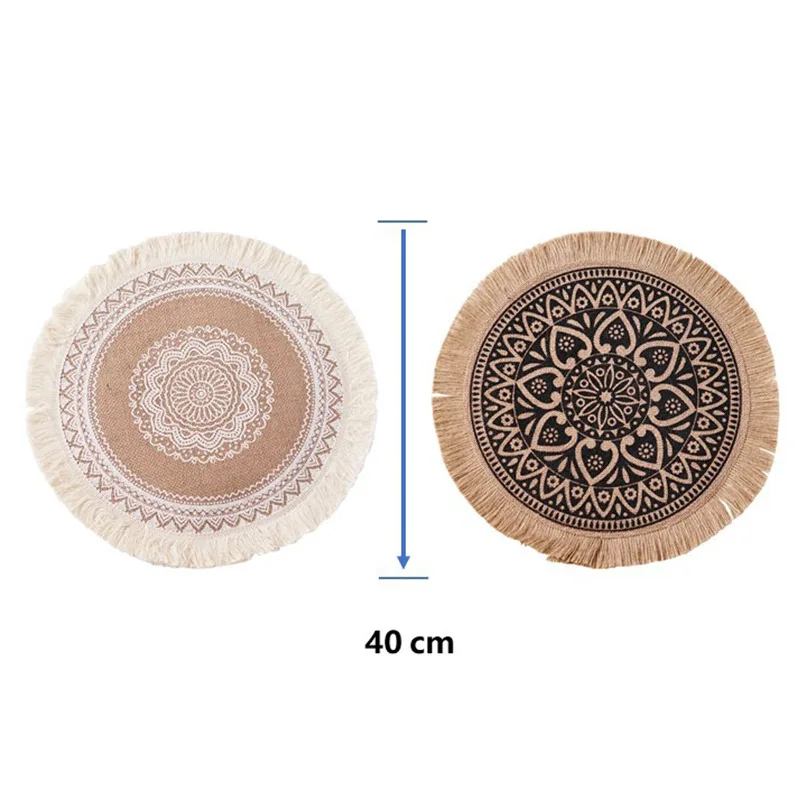 40 см богемный цветочный Настольный коврик из хлопчатобумажной ткани | Дом и сад