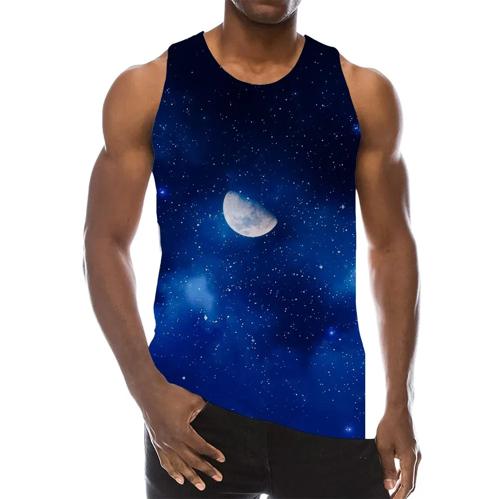 Мужская майка с рисунком 3D из набивной ткани пространство двух изделий: топа