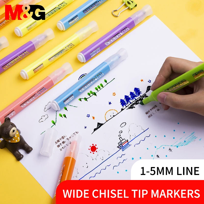 

M&G 6 Colors/set Mini Cute Thick barrel Colorful Highlighter Pen Soft Color for school marker Stationery Highlighter for school