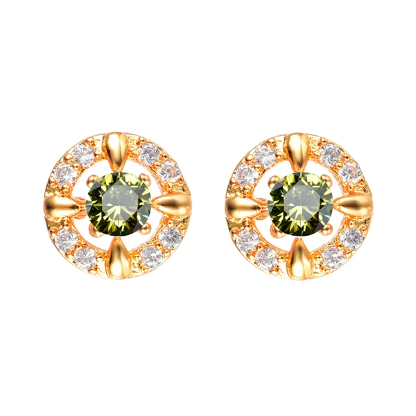 XEG103-Green Модные женские серьги-гвоздики 6 цветов AAA+ кубический цирконий круглые CZ ювелирные изделия - Окраска металла: XEG103-Green
