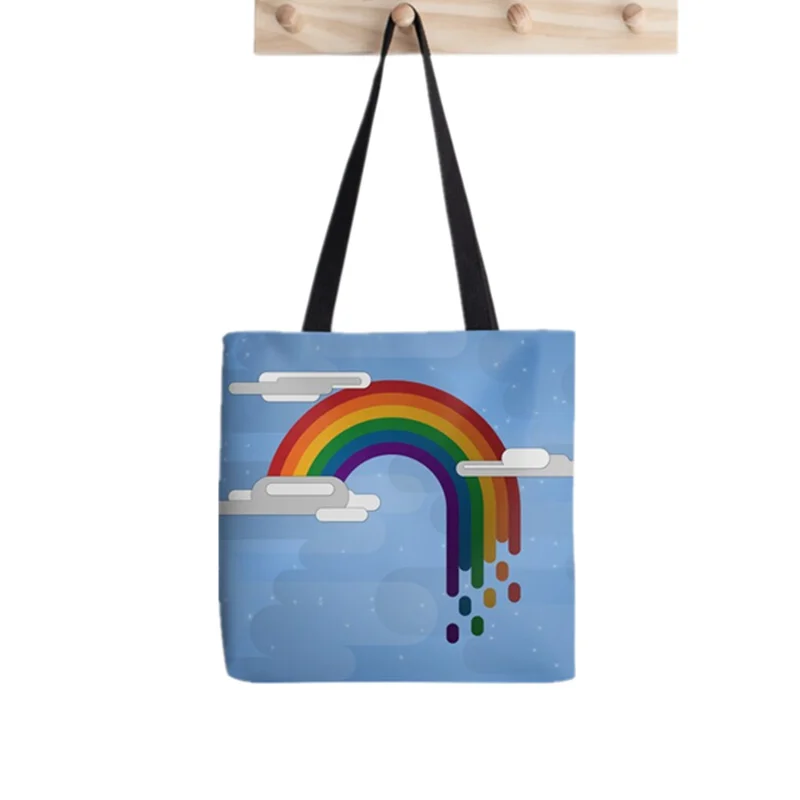 

Shopper Minimalist Drip Rainbow Tote Printed Tote Bag women Harajuku shopper handbag girl Shoulder shopping bag Lady Canvas Bag
