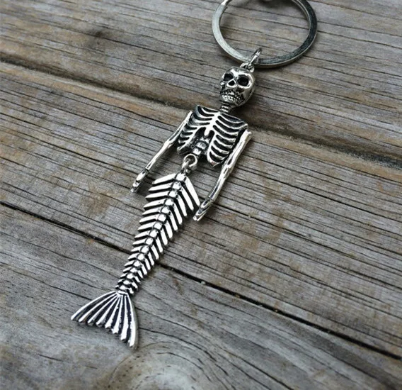 Винтажный брелок в форме черепа русалки сумки и подвески для автомобильных