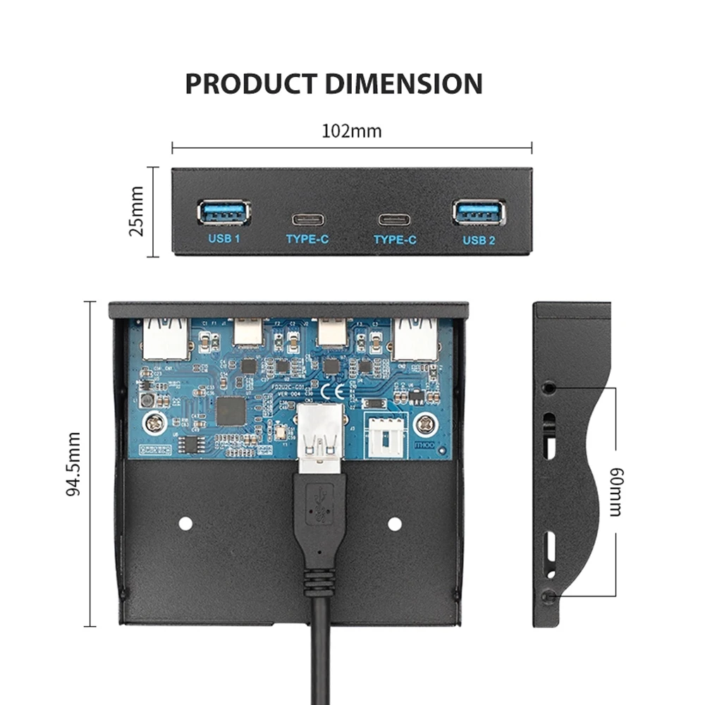 MOWU 3 5 дюймовая Фронтальная панель USB Type C и USB3.0|USB-хабы| |