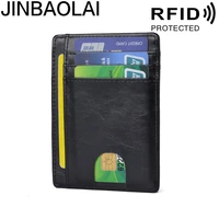 mens genuine leather card bag card holder credit card rfid multi card small card clamp custom anti magnetic card holder