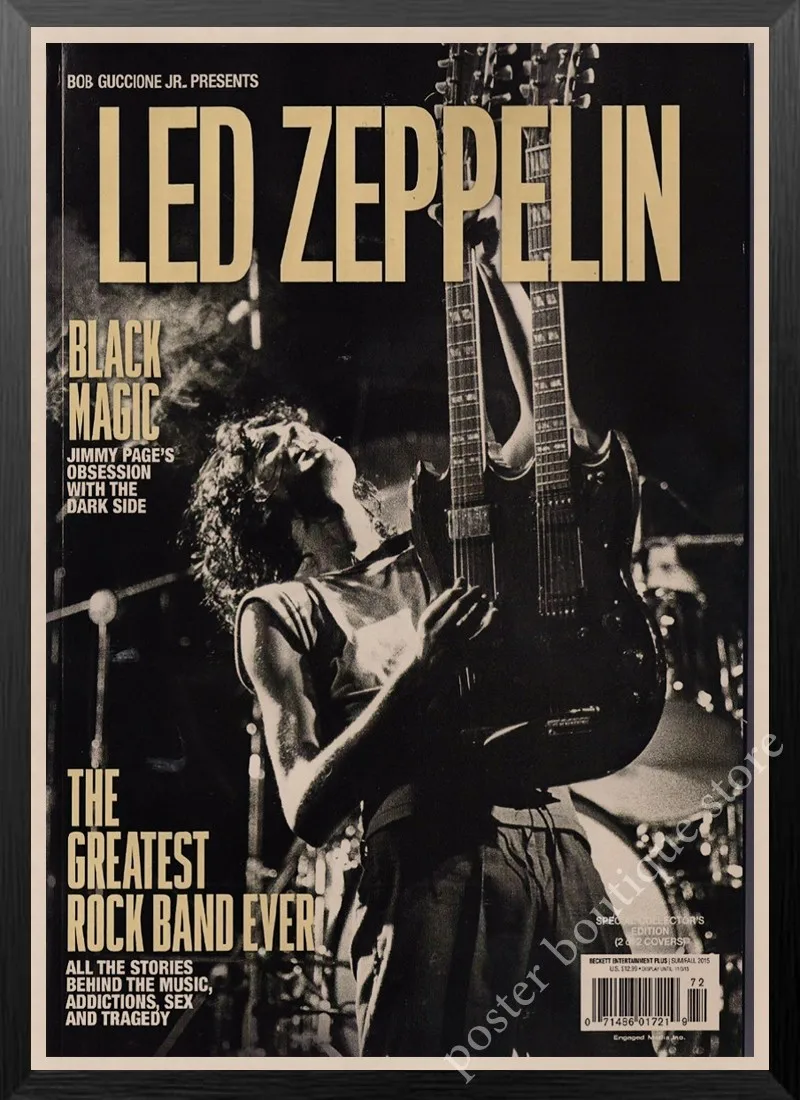 Светодиодный плакат Zeppelin Rock Music, Jimmy Page, rober Plant, винтажный домашний декор, настенные наклейки, 9 процентов/5