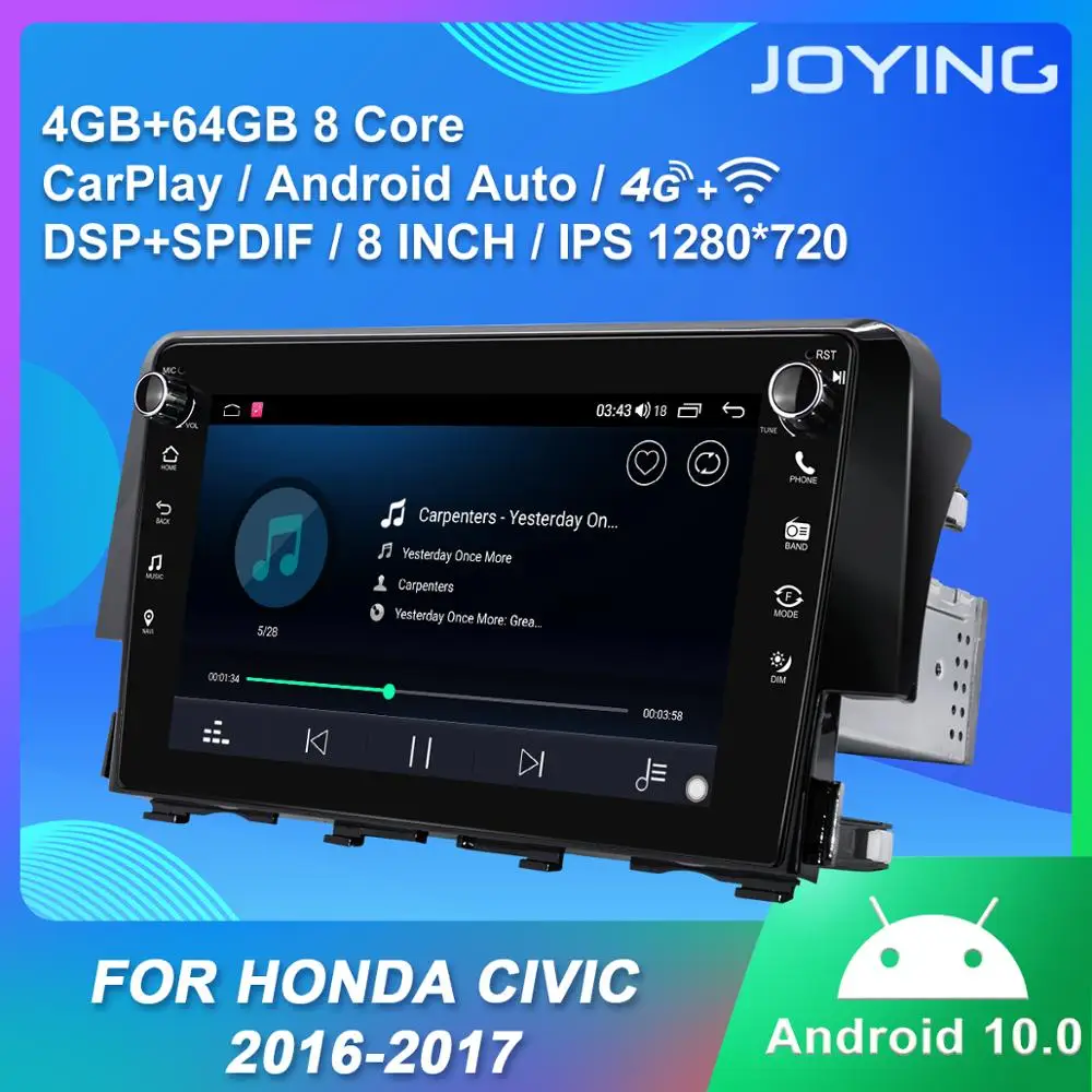 Android 10 IPS головное устройство автомобильный радиоприемник 4 Гб и 64 лента