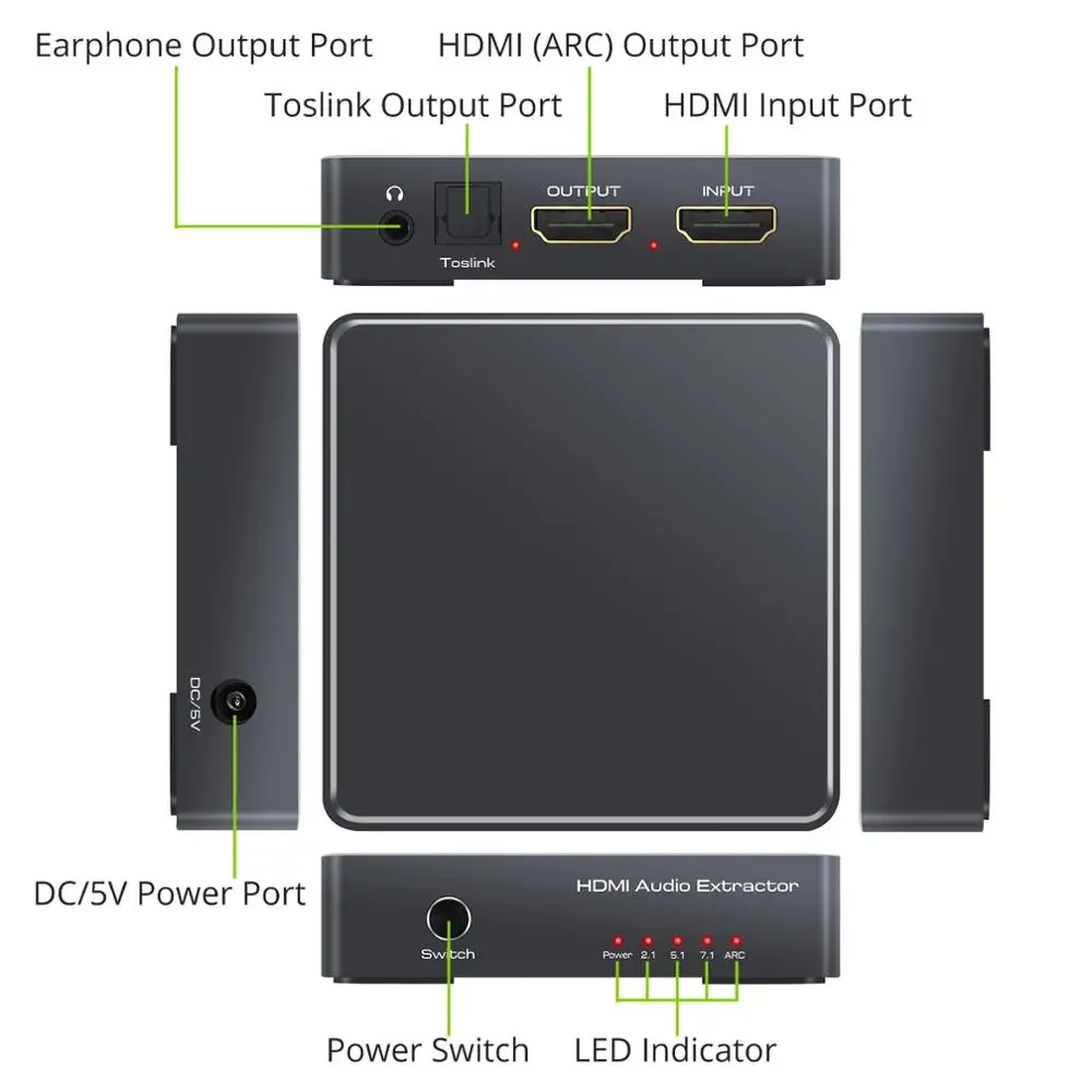 Аудиоадаптер Neoteck 4K HDMI 3 5 мм TOSLINK SPDIF | Электроника