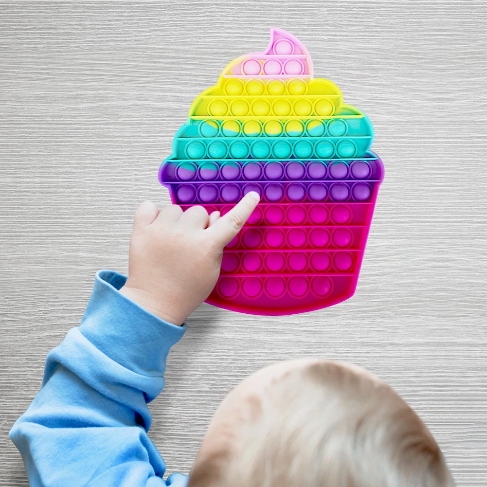 Juguete de silicona de gran tama&ntilde;o para adultos, juguete de helado de arco&iacute;ris, antiestr&eacute;s, autismo, para aliviar el estr&eacute;s, para chico-1