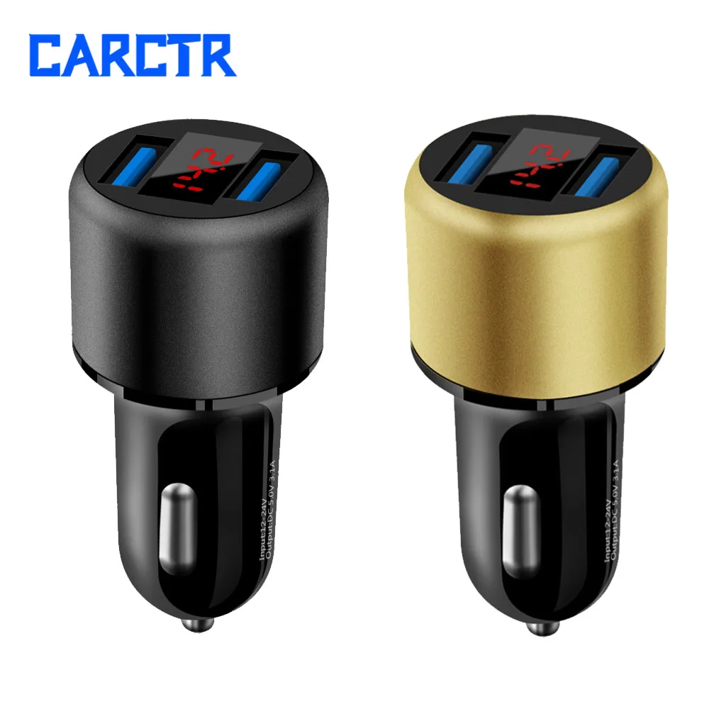 Двойное USB 3.1A 5V цифровое автомобильное зарядное устройство алюминиевое кольцо