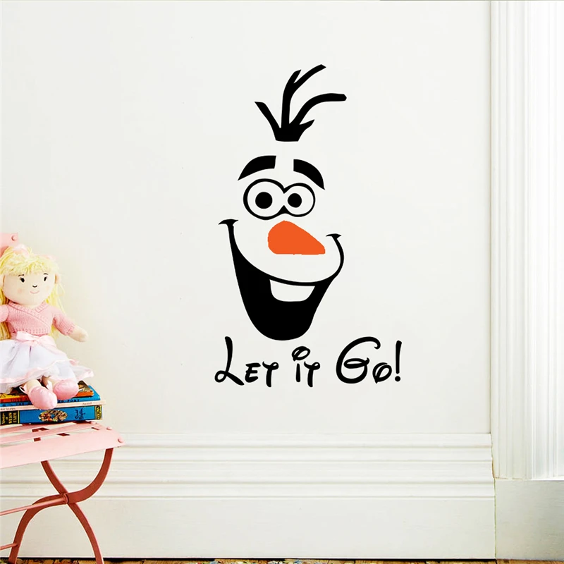 Забавные наклейки на стену с изображением снеговика Олафа «Let It Go», окна спальни, домашний декор, Дисней, Холодное сердце, 2 наклейки на стену, виниловая настенная живопись