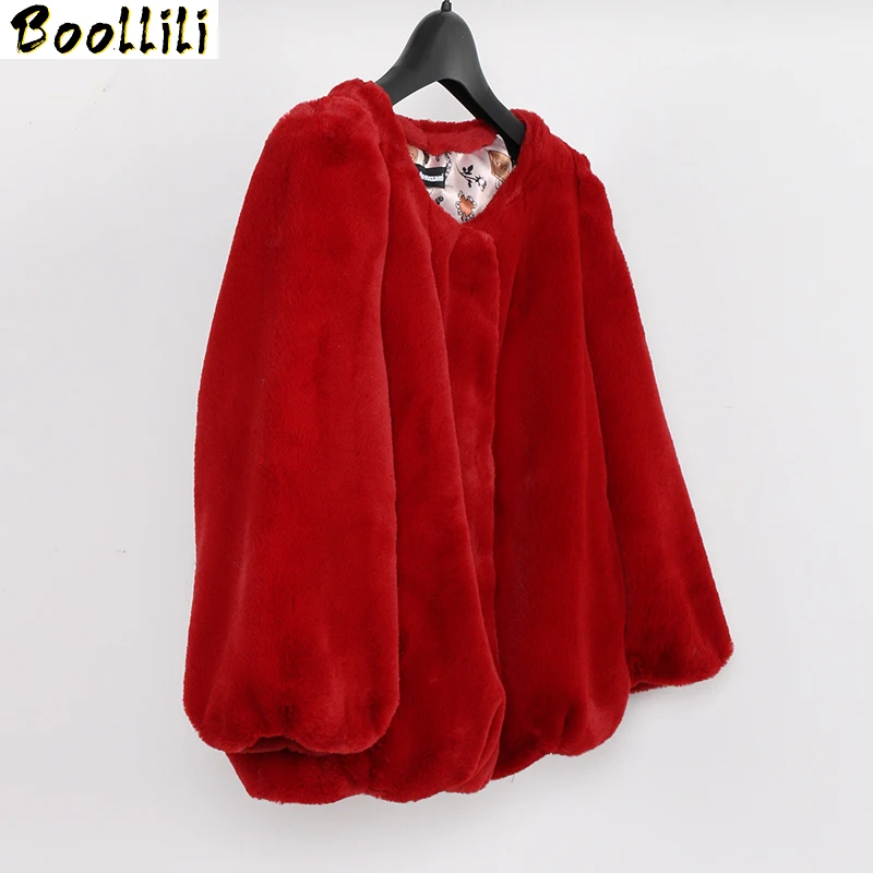 Женская Шуба из искусственного меха Boollili красная шуба размера плюс в Корейском