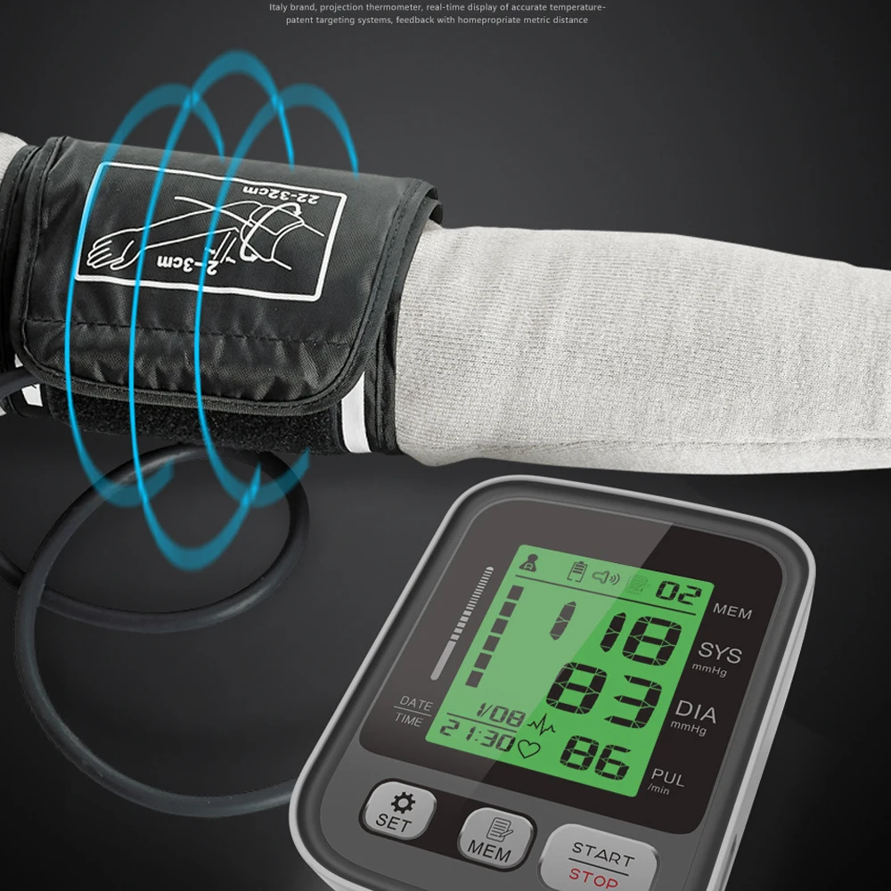 

Digital Voice Upper Arm Blood Pressure Monitor Pulse Gauge Meter BP Heart Beat Rate Sphygmomanometer Double Memory