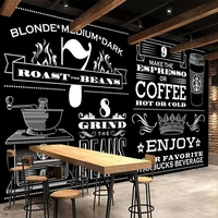 custom mural wallpaper 3d hand painted black and white coffee fresco restaurant cafe background wall painting papel de parede 3d