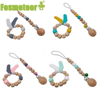 fosmeteor wooden pacifier chain clip pacifier personalized pacifier baby safety silicone feather teething chain baby products