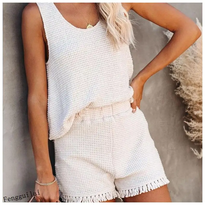 

Летний Пляжный праздничный купальник, Женский комплект из трикотажных шорт, Женский однотонный костюм