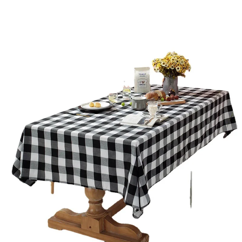 

Скатерть в клетку в американском пасторальном стиле, прямоугольная Декоративная скатерть в черно-белую клетку для праздничного стола